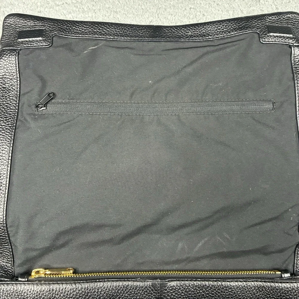 ECCO Extra Large Pinch Black Leather Shoulder Crossbody Bag Gold Hardware
